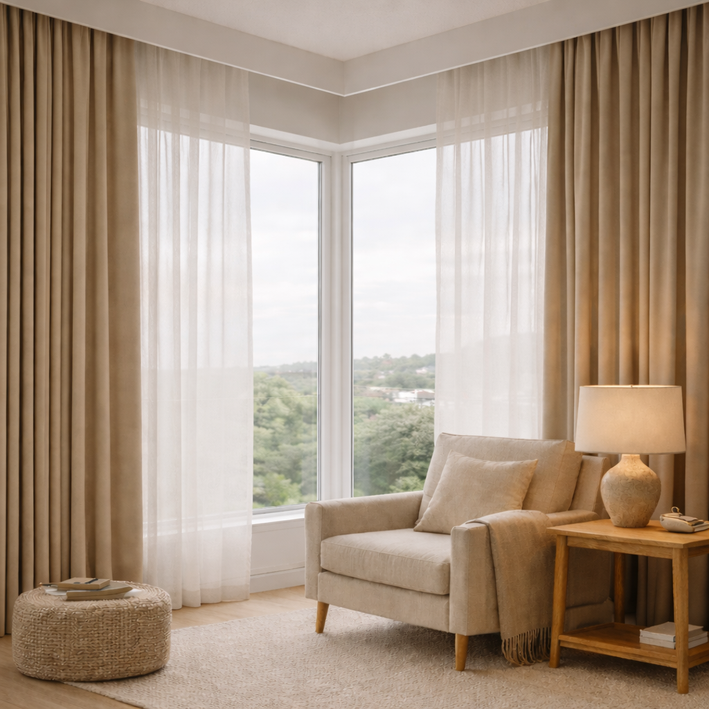 Our night curtains provide complete privacy and light-blocking for a restful, dark environment. Perfect for bedrooms, they ensure total comfort and elegance.