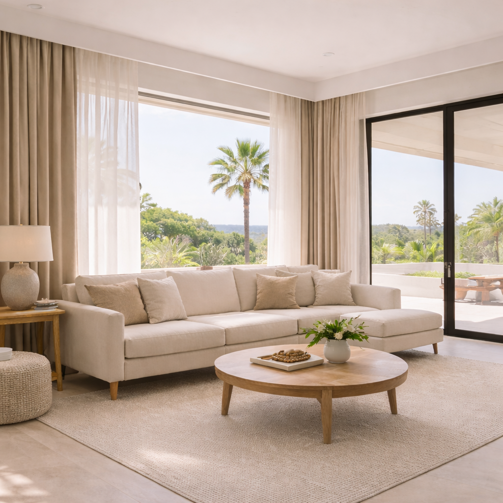 Achieve the best of both with together curtains—a stylish blend of sheer day curtains and blackout night curtains. Perfect for light control and privacy at any time of day.